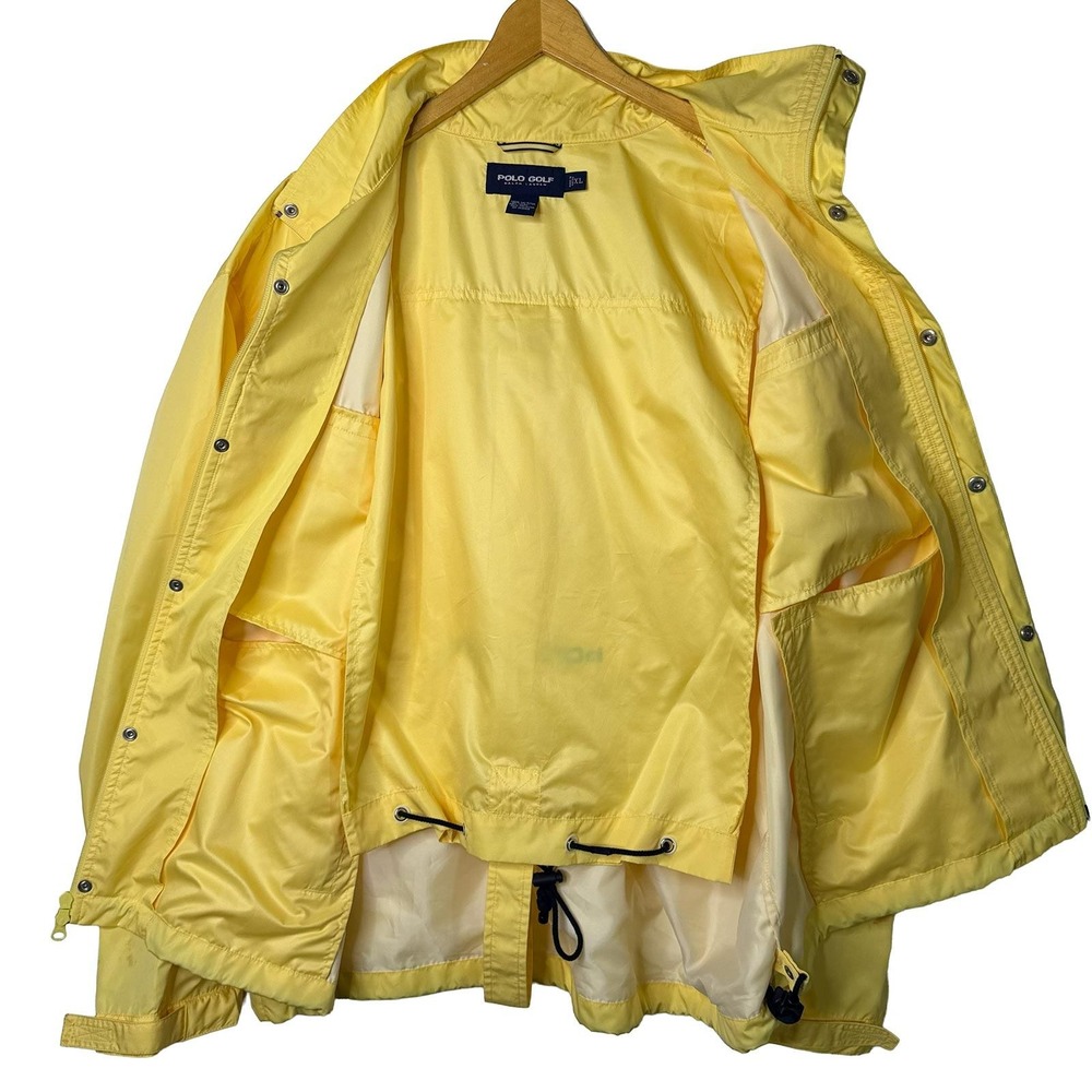 Vintage Polo Golf Ralph Lauren Rain Jacket Yellow Full Zip Packable Mens Size XL - Picture 4 of 12